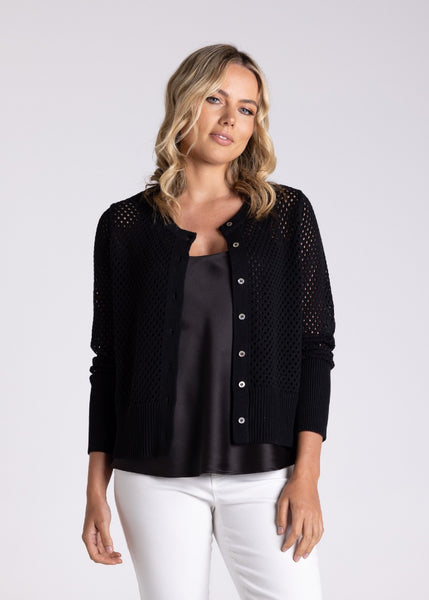 TWO-T's</p>Pointelle Cardigan</p>(Black)