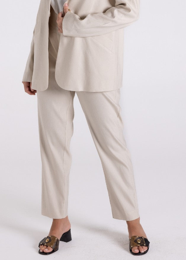 TWO-T's</p>Linen Viscose 7/8 Pant</p>(Natural)