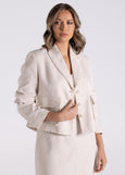 TWO-T's</p>Crop Tweed Linen Jacket with Fringe</p>(Natural)