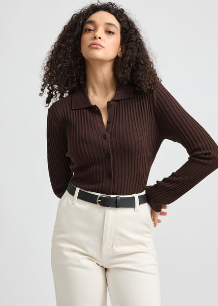 SALE  |  Toorallie</p>Fine Rib Shirt</p>(Cacao)</p>Available: size 12 & 14