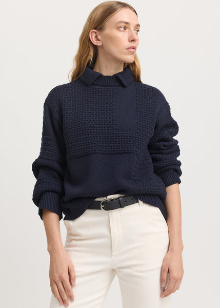 SALE  |  Toorallie</p>Textured Stitch Funnel</p>(French Navy)</p>Available: size 8, 12 & 14