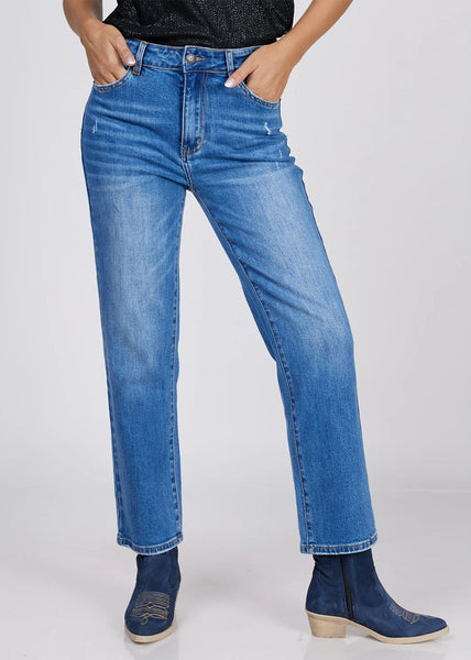 SALE  |  Bianco</p>Adriana Mid Rise Straight Leg</p>(Dark Blue Denim)</p>Available: size 12