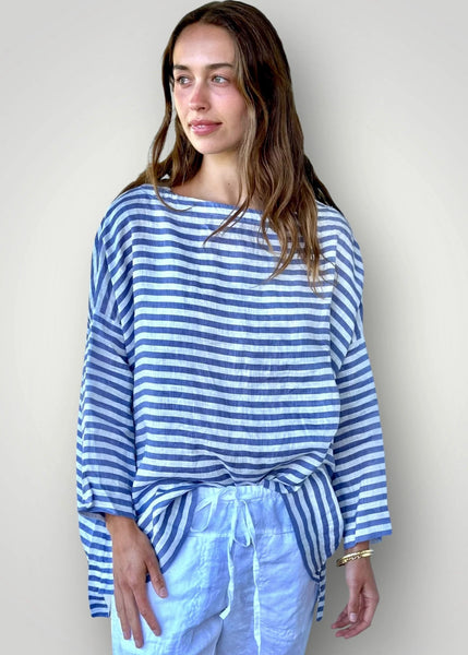 Frockk</p>Avril Top</p>(Cornflower Blue Stripe)