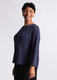 Mae</p>Horizontal Knit Dolman Top</p>(Blueberry)
