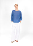 Mae</p>Horizontal Knit Dolman Pullover</p>(Blue)