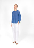 Mae</p>Horizontal Knit Dolman Pullover</p>(Blue)