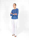 Mae</p>Horizontal Knit Dolman Pullover</p>(Blue)