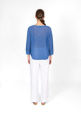 Mae</p>Horizontal Knit Dolman Pullover</p>(Blue)