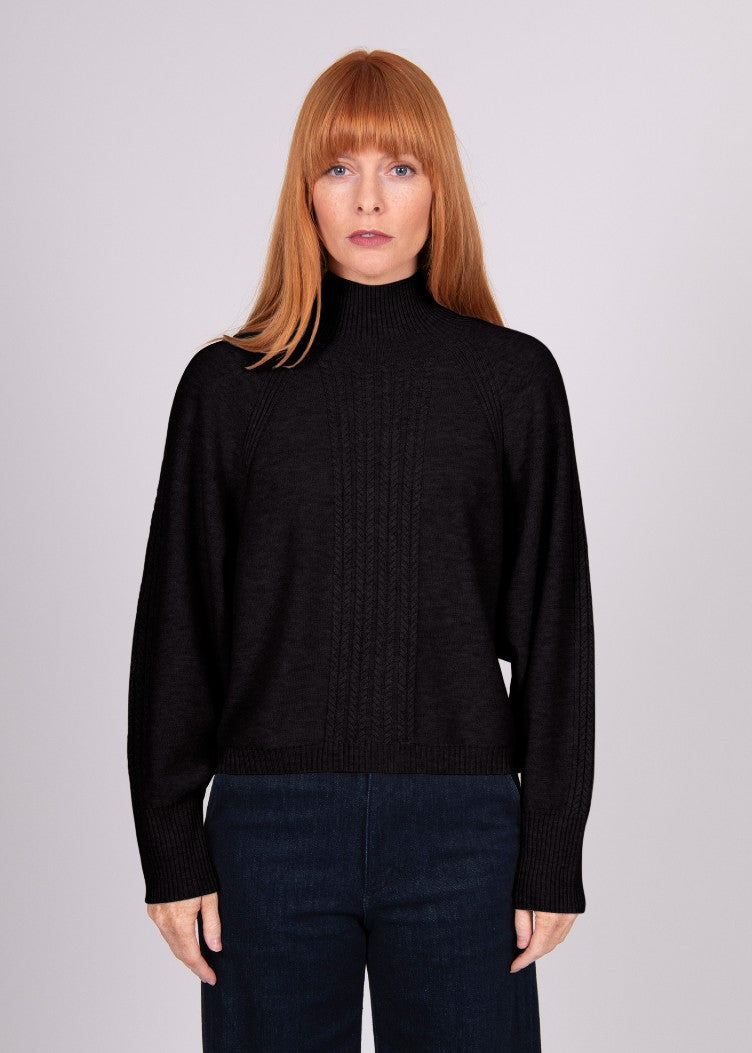 Mae</p>Cable Raglan Pullover</p>(Black)