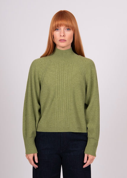 Mae</p>Cable Raglan Pullover</p>(Wasabi)
