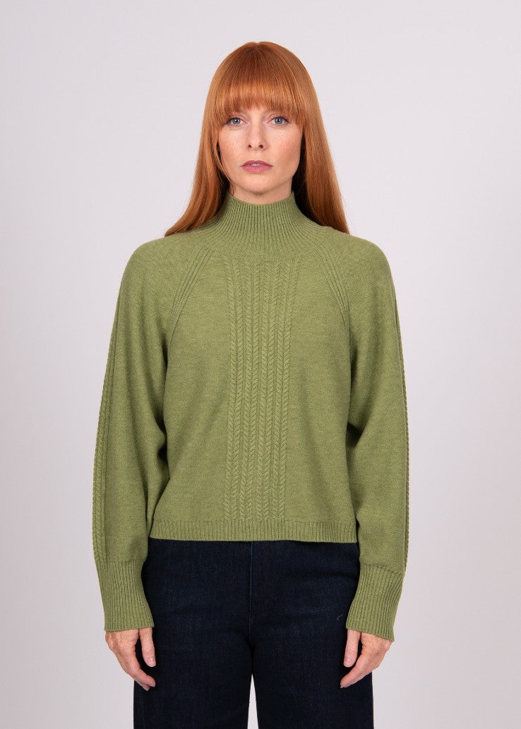 Mae</p>Cable Raglan Pullover</p>(Wasabi)