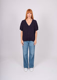 Mae</p>V-Neck Cable Trim Vest</p>(Plum)
