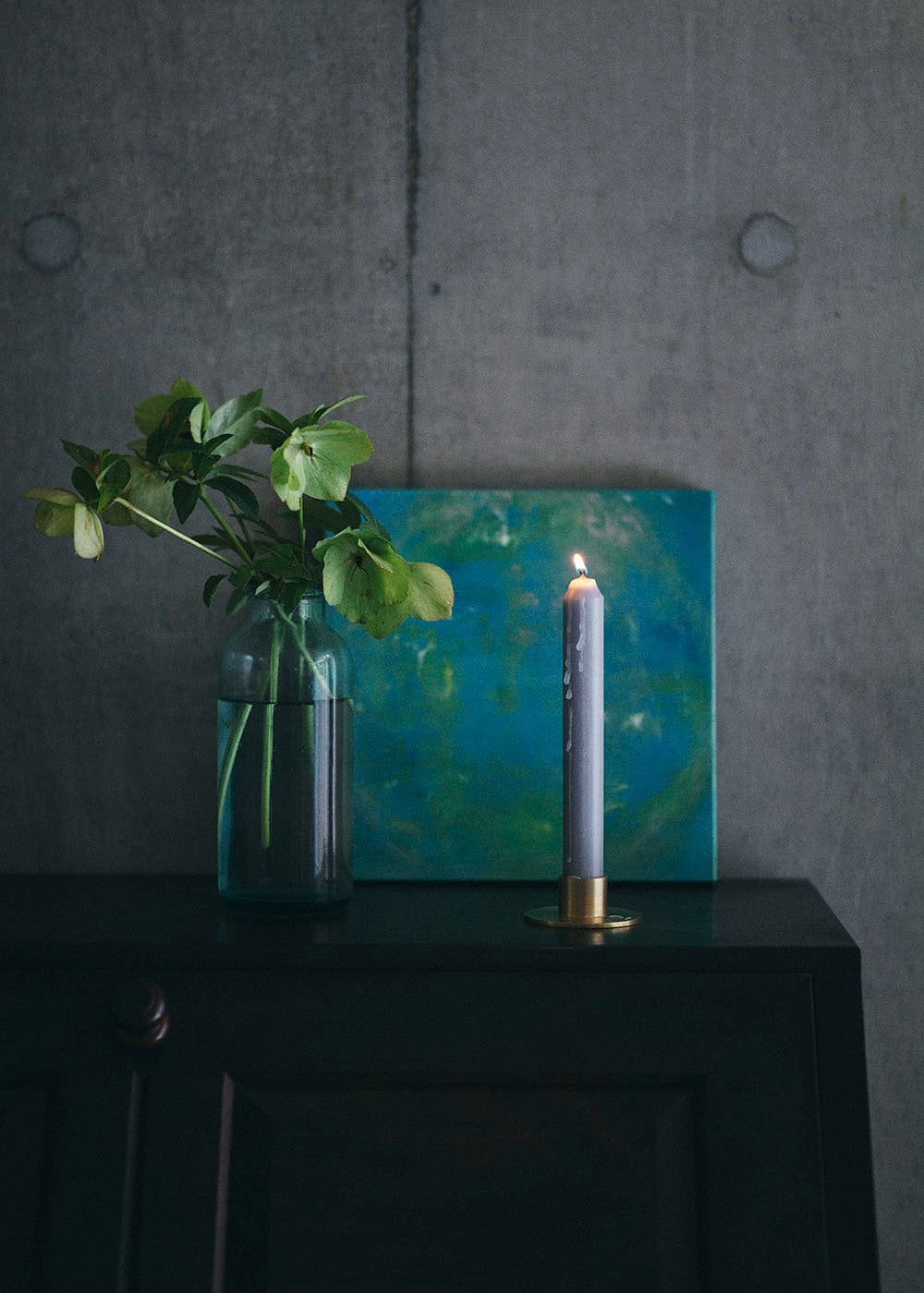 Fog Linen Work</p>Brass Candle Holder Round