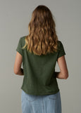 Cloth+Paper+Scissors</p>Front Split Crew Neck Tee</p>(Fairway Green)