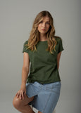 Cloth+Paper+Scissors</p>Front Split Crew Neck Tee</p>(Fairway Green)