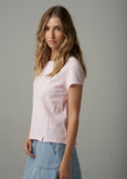 Cloth+Paper+Scissors</p>Front Split Crew Neck Tee</p>(Pink Touch)