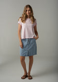 Cloth+Paper+Scissors</p>Front Split Crew Neck Tee</p>(Pink Touch)