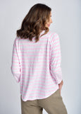 Cloth+Paper+Scissors</p>Stripe 3/4 Sleeve Raglan Tee</p>(White / Lolly Pink)