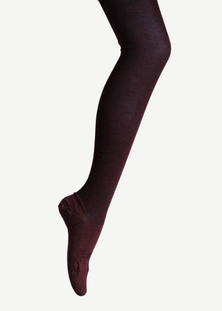 Lamington</p>Merino Wool Textured Knit Tights</p>(Currant)