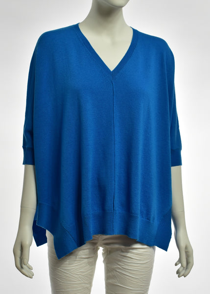 SALE  |  Mae</p>Clara Poncho Pullover</p>(Electric Blue)</p>Available: size S/M & L/XL