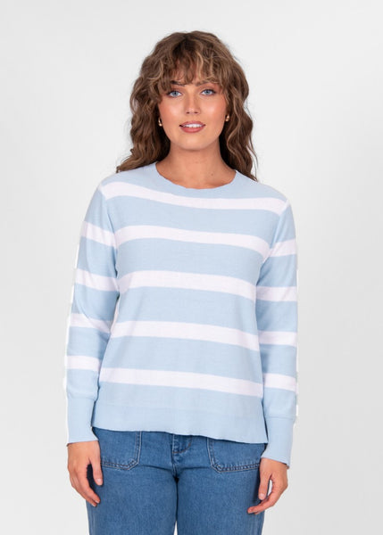 Mae</p>Stripe Pullover</p>(Baby Blue Combo)