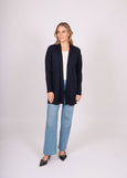 Mae</p>Long Line Rib Trim Cardigan</p>(Navy)