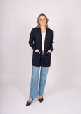 Mae</p>Long Line Rib Trim Cardigan</p>(Navy)