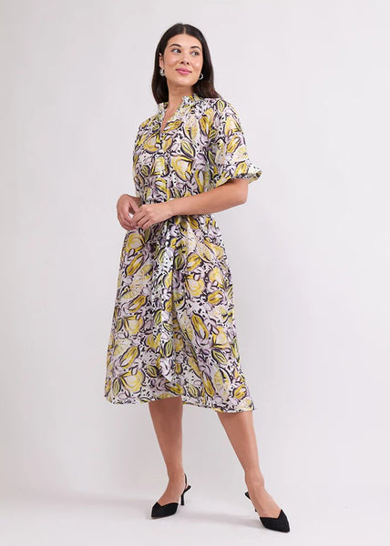 SALE  |  Foil</p>Shirr Bliss Dress</p>(Tropics)</p>Available: size 12
