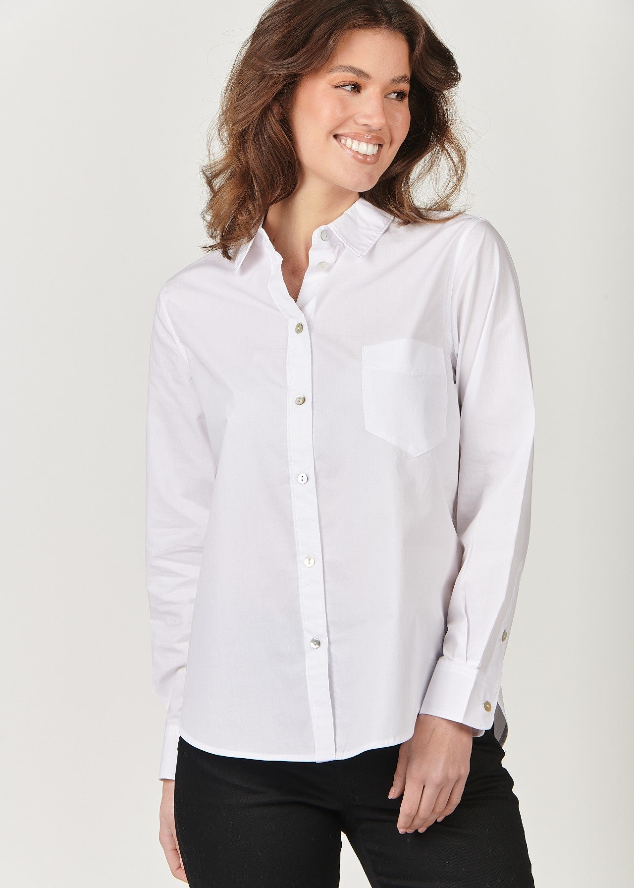 Naturals by O&J</p>Long Sleeve Shirt</p>(White Poplin)