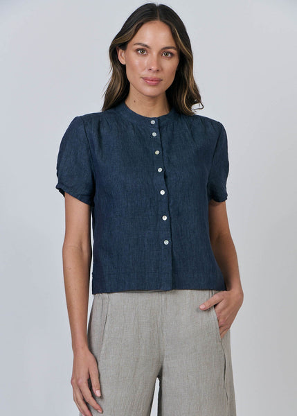 Naturals by O&J</p>Short Sleeve Blouse</p>(Poseidon)