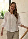 Naturals by O&J</p>Gathered Sleeve Blouse</p>(White)