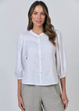 Naturals by O&J</p>Gathered Sleeve Blouse</p>(White)