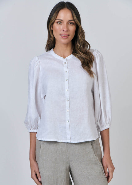 Naturals by O&J</p>Gathered Sleeve Blouse</p>(White)