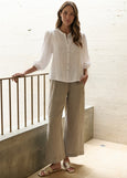Naturals by O&J</p>Gathered Sleeve Blouse</p>(White)