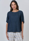 Naturals by O&J</p>Oversized Linen Top</p>(Poseidon)