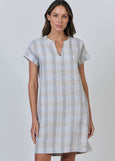 Naturals by O&J</p>Cap Sleeve Linen Dress</p>(Mesh)