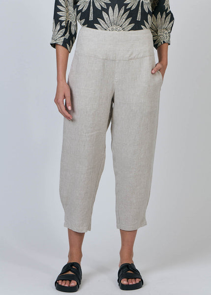 Naturals by O&J</p>Smocked Back Waist Tapered Pant</p>(Sand)