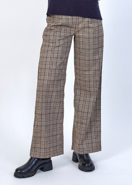 SALE  |  Knewe</p>Como Wide Pant</p>(Twig Check)</p>Available: size 8 & 16