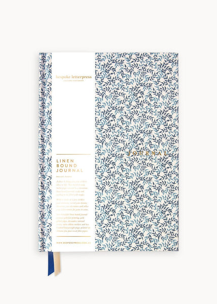 Bespoke Letterpress</p>Linen Bound Journal</p>(Bluebloom Ivy)