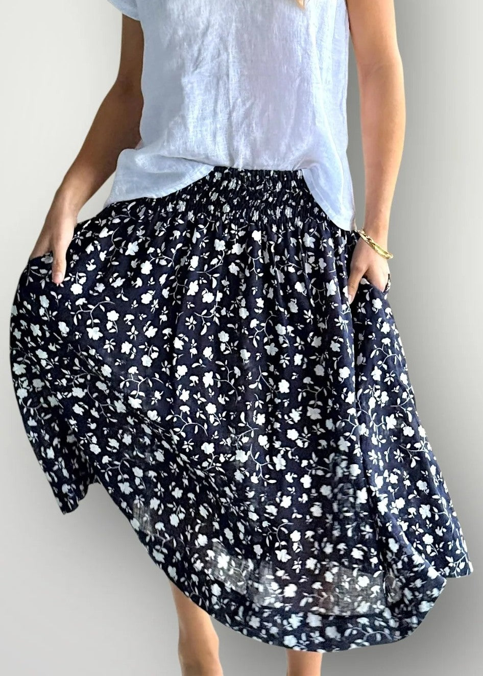 Frockk</p>Lola Skirt</p>(Indigo Floral)