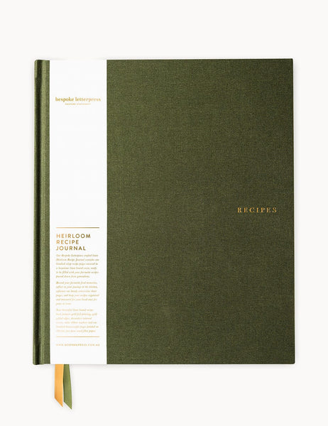 Bespoke Letterpress</p>Heirloom Recipe Book Journal</p>(Basil Green)