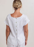 See Saw</p>Button Back Cap Sleeve Top</p>(White)