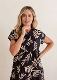 See Saw</p>Extended Sleeve Tiered Dress</p>(Leaf Print)