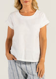 Mae</p>Cap Sleeve Button Back Top</p>(White)