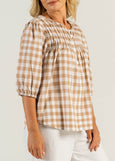 SALE  |  Mae</p>Shirring Detail Top</p>(Toffee / White)</p>Available: size 10 & 12