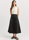 Toorallie</p>Pleat Detail Midi Skirt</p>(Black)