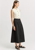 Toorallie</p>Pleat Detail Midi Skirt</p>(Black)