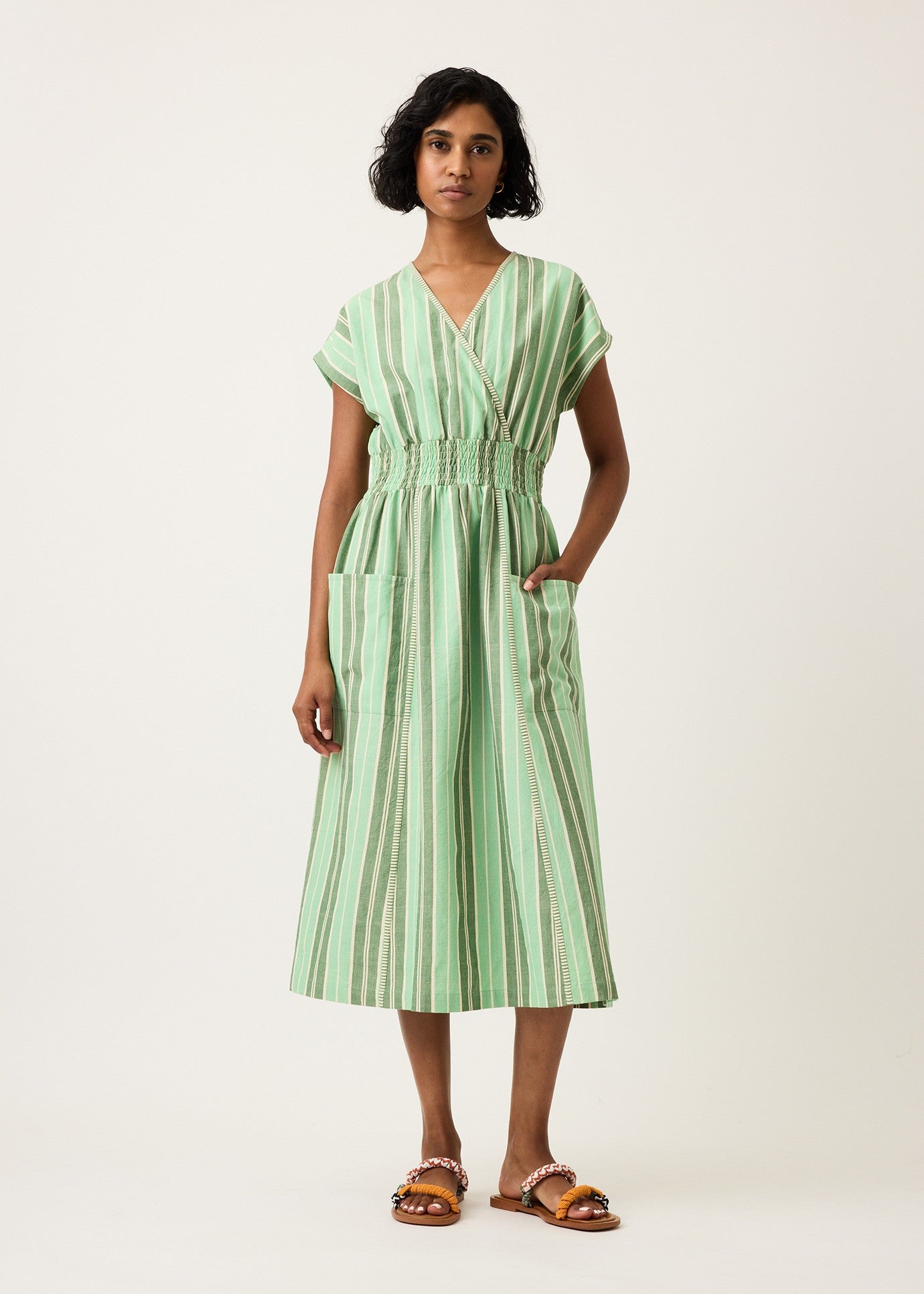 Nancybird</p>Hana Wrap Dress</p>(Green Stripe)