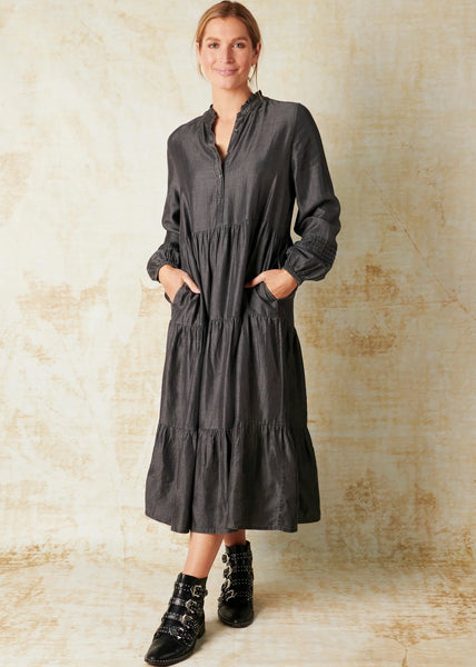 Alessi</p>Tiered Midi Dress</p>(Charcoal)