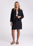 TWO-T's</p>Crop Tweed Linen Jacket with Fringe</p>(Black)